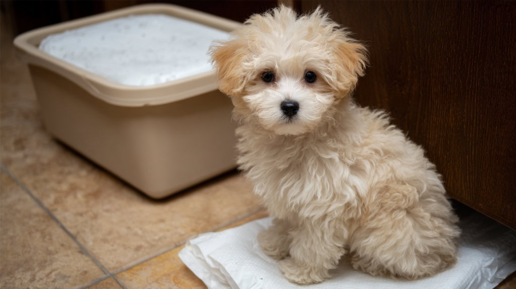 dog_of_the_Maltipoo_breed_of_cream_color_sits_on_a_diaper (2).png dog_of_the_Maltipoo_breed_of_cream_color_sits_on_a_diaper (2).png