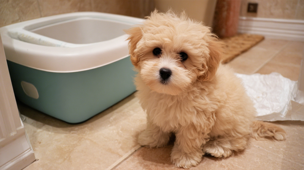 dog_of_the_Maltipoo_breed_of_cream_color_sits_on_a_diaper (3).png dog_of_the_Maltipoo_breed_of_cream_color_sits_on_a_diaper (3).png