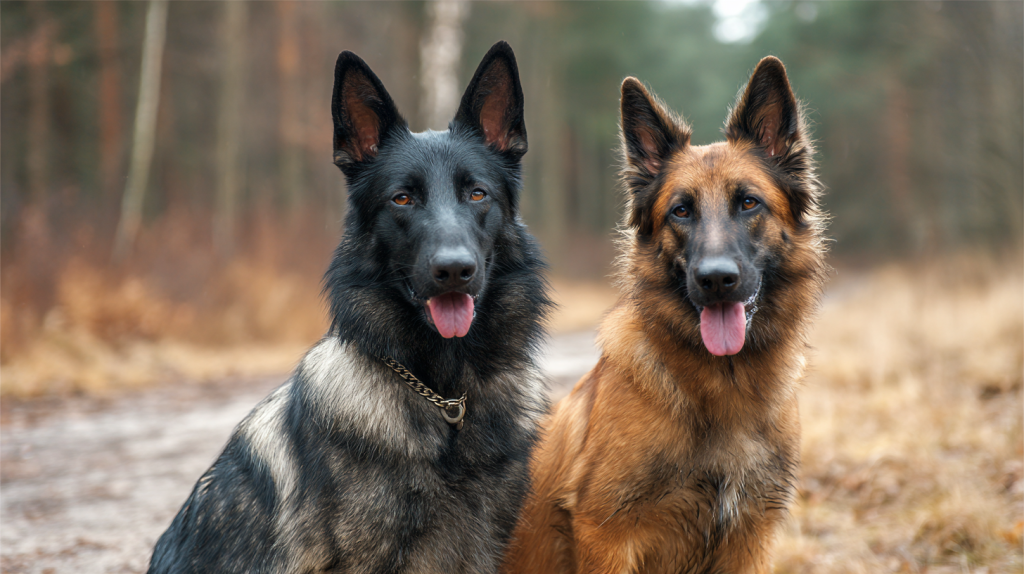 a_dog_breed_German_Shepherd_sits_next_to_a_dog_breed_Belgian.png